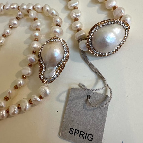 Sprig NWOT Freshwater Pearl Long Necklace and Bracelet w/ crystals and beads🤩 - Picture 5 of 11